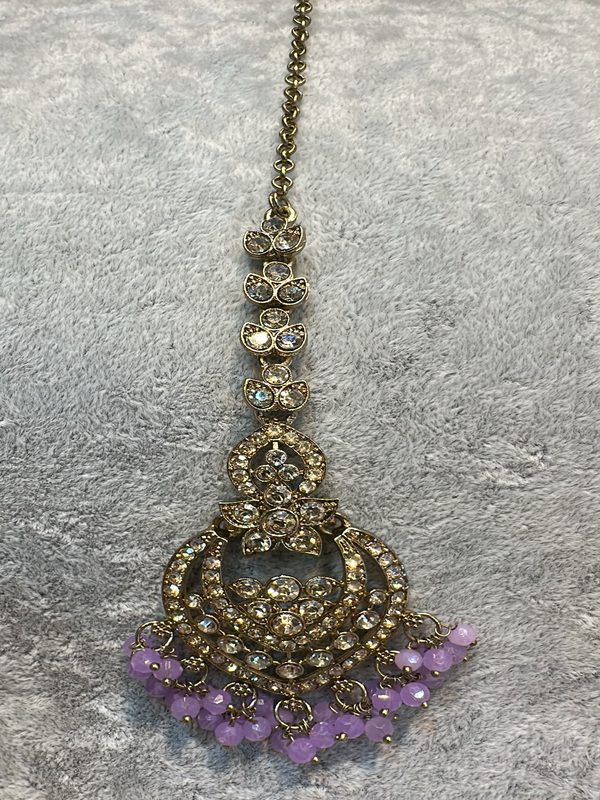 Lilac Antique Gold Maang Tikka