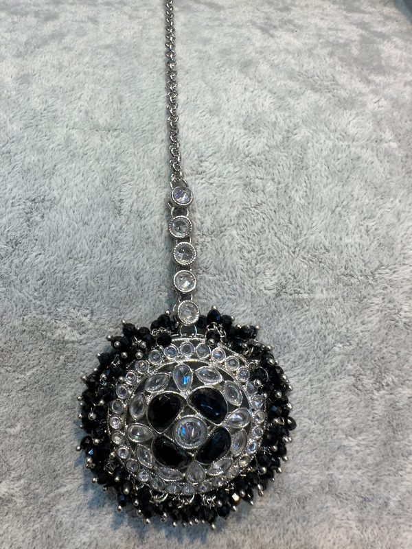 Black Silver Maang Tikka