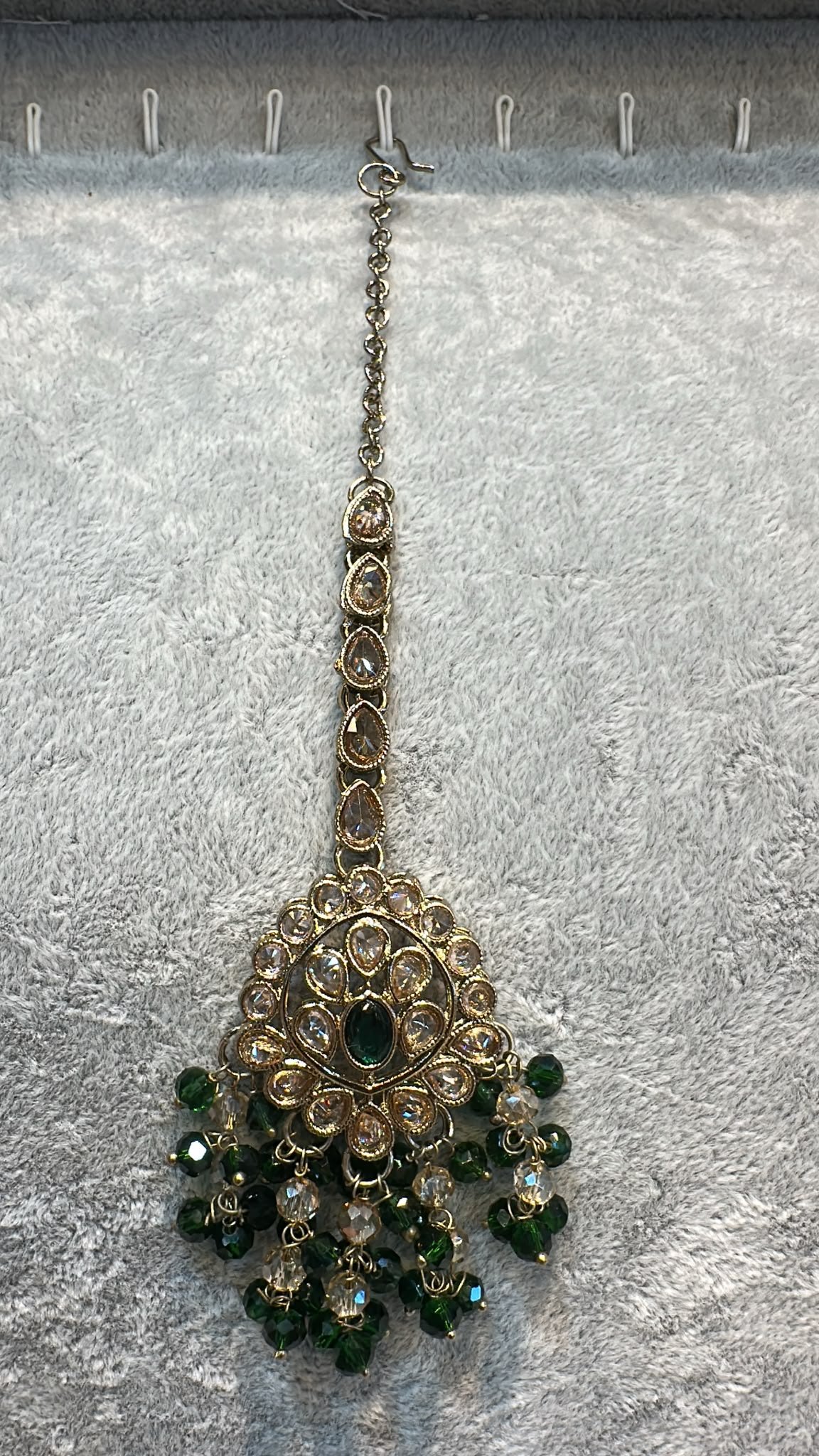 Green Antique Gold Maang Tikka