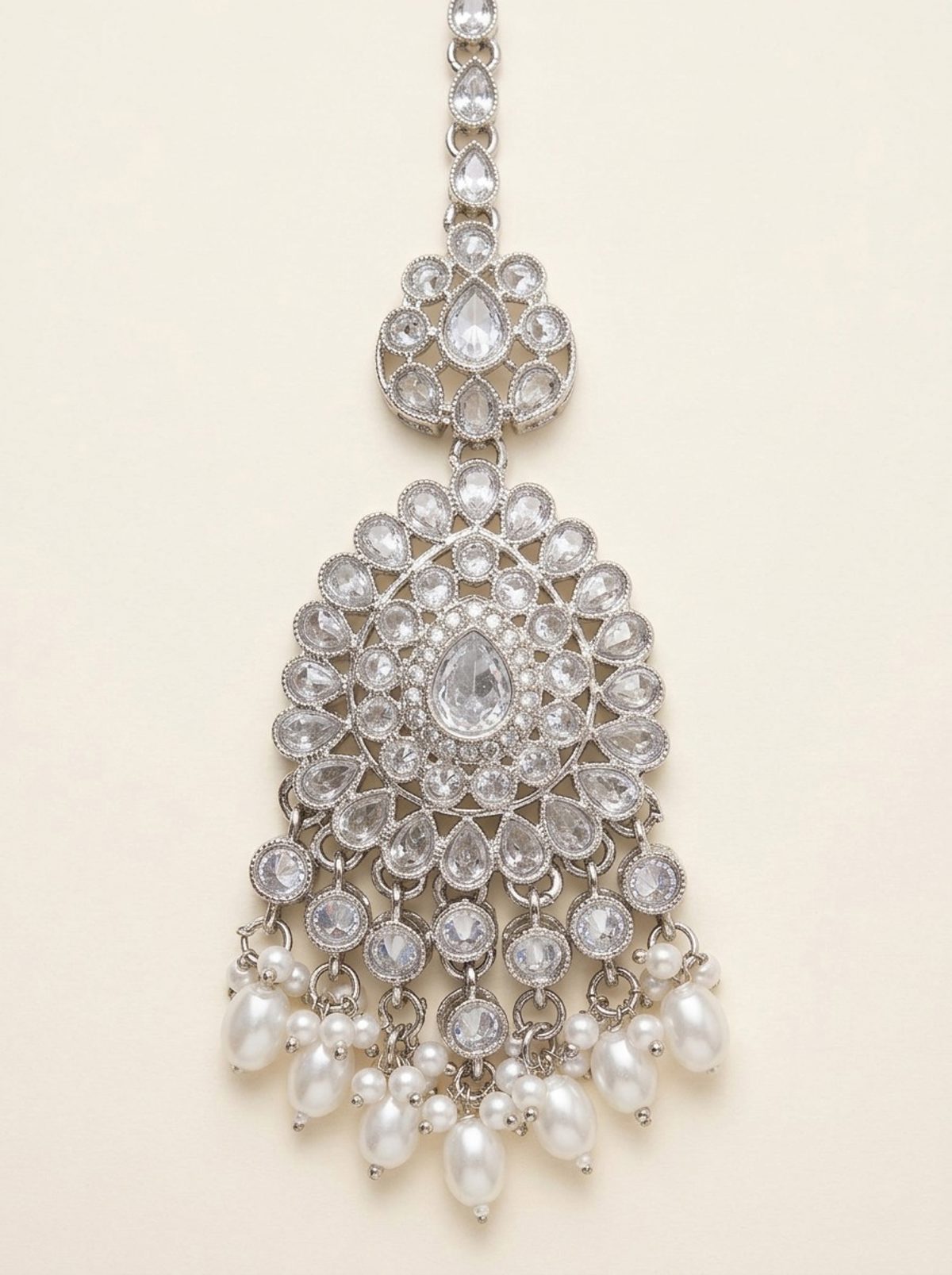 Pearl Silver Maang Tikka