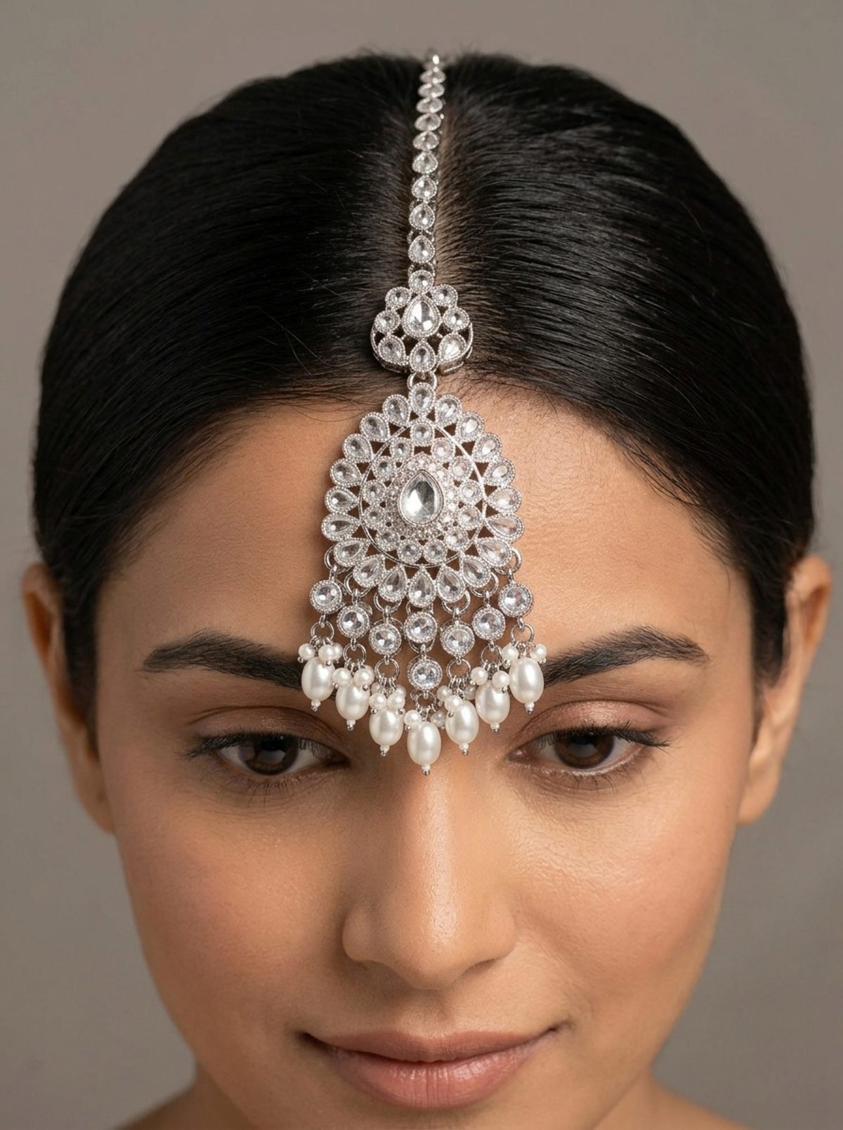 Pearl Silver Maang Tikka