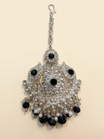 Navy Silver Maang Tikka