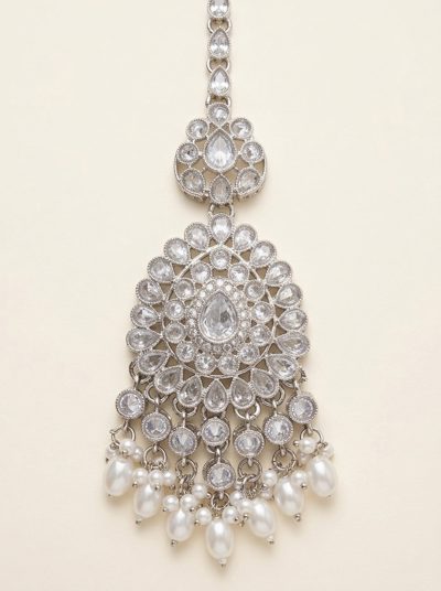 Pearl Silver Maang Tikka